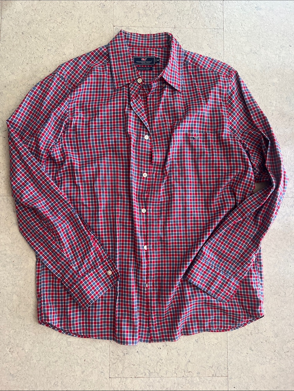 Vineyard Vines Red and Blue Plaid Button-Down Shirt
